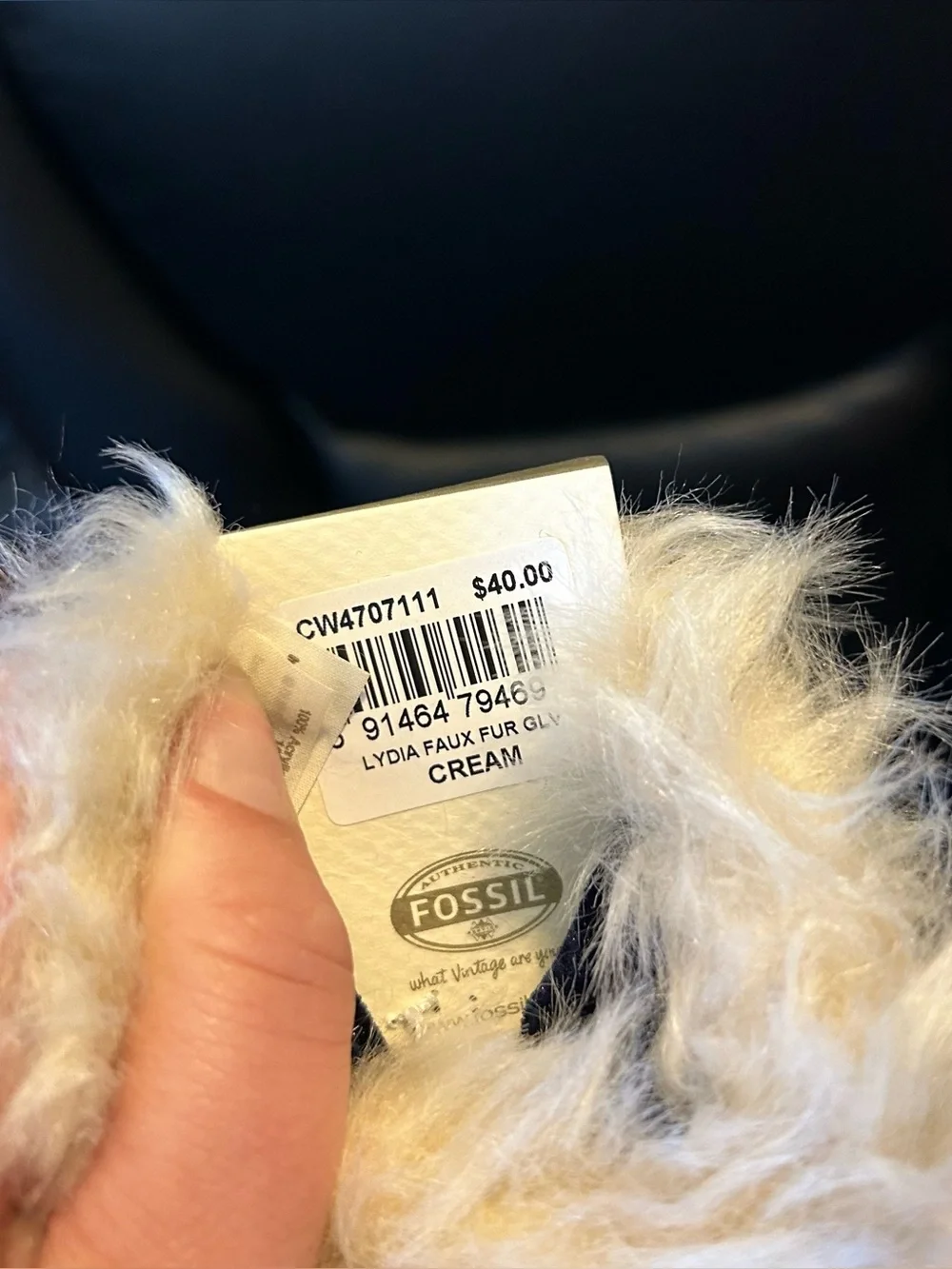 NWT Fossil Lydia Faux Fur Mittens Gloves Cream Winter Snow Fancy Warm